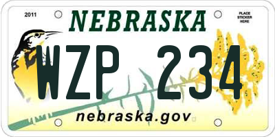 NE license plate WZP234