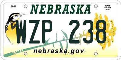 NE license plate WZP238