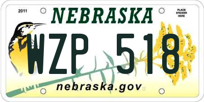 NE license plate WZP518