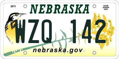 NE license plate WZQ142