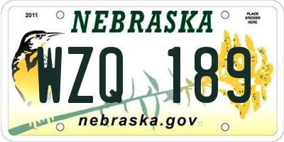 NE license plate WZQ189