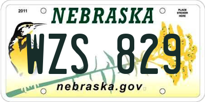 NE license plate WZS829