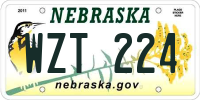 NE license plate WZT224