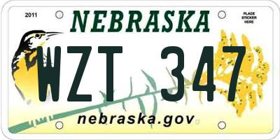 NE license plate WZT347