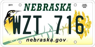 NE license plate WZT716