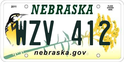 NE license plate WZV412