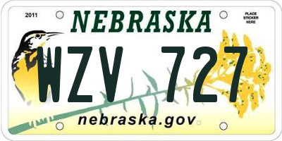 NE license plate WZV727