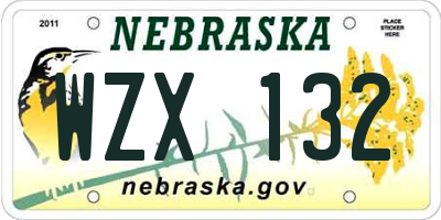 NE license plate WZX132