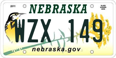 NE license plate WZX149