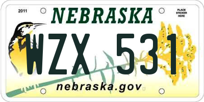 NE license plate WZX531