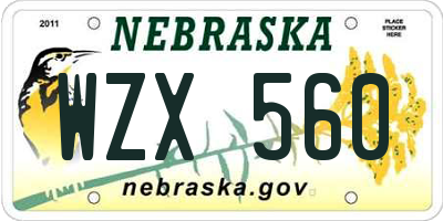 NE license plate WZX560