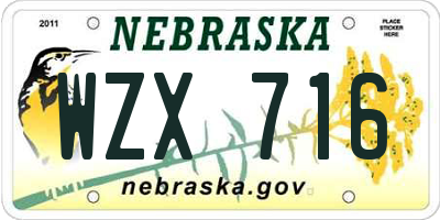 NE license plate WZX716
