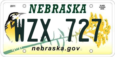 NE license plate WZX727