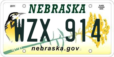 NE license plate WZX914