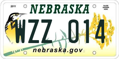 NE license plate WZZ014
