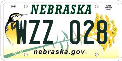 NE license plate WZZ028