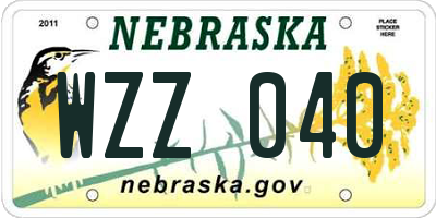 NE license plate WZZ040