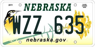NE license plate WZZ635
