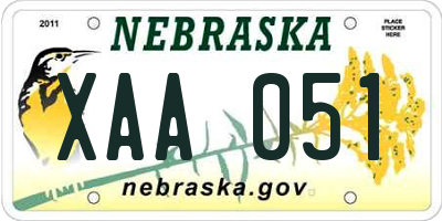 NE license plate XAA051