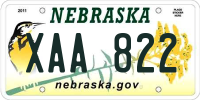 NE license plate XAA822