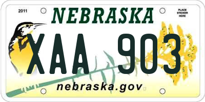 NE license plate XAA903