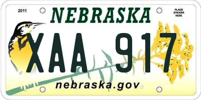 NE license plate XAA917