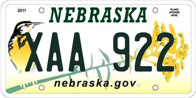NE license plate XAA922