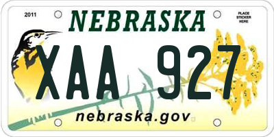 NE license plate XAA927