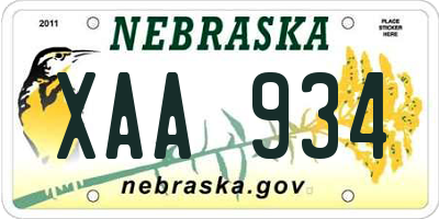 NE license plate XAA934