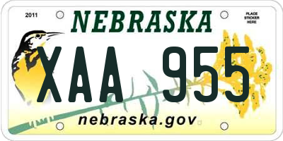 NE license plate XAA955