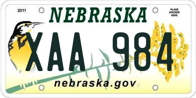 NE license plate XAA984