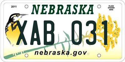 NE license plate XAB031
