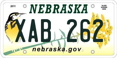 NE license plate XAB262