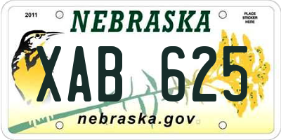 NE license plate XAB625