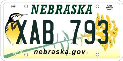 NE license plate XAB793