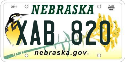 NE license plate XAB820