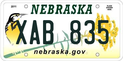 NE license plate XAB835