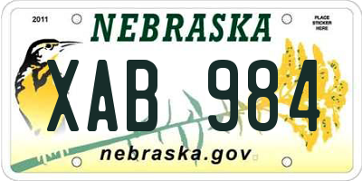 NE license plate XAB984