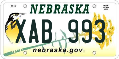 NE license plate XAB993