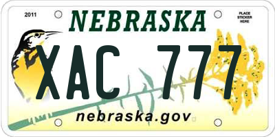 NE license plate XAC777