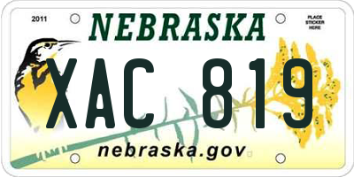 NE license plate XAC819