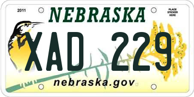 NE license plate XAD229