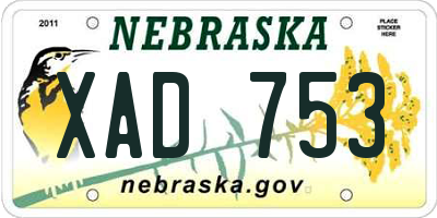 NE license plate XAD753