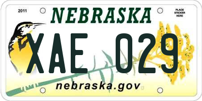 NE license plate XAE029