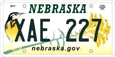 NE license plate XAE227