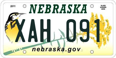 NE license plate XAH091