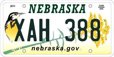 NE license plate XAH388