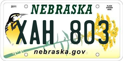 NE license plate XAH803