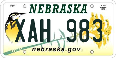 NE license plate XAH983