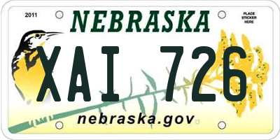 NE license plate XAI726